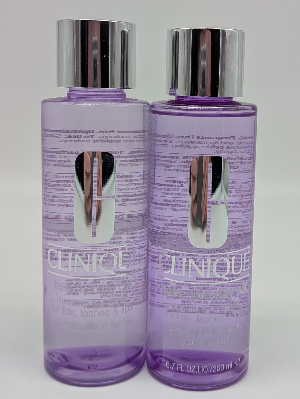 Clinique Take Off The Day Makeup Remover Lids, Lashes, Lips 2 Bottles 6.7 ounces